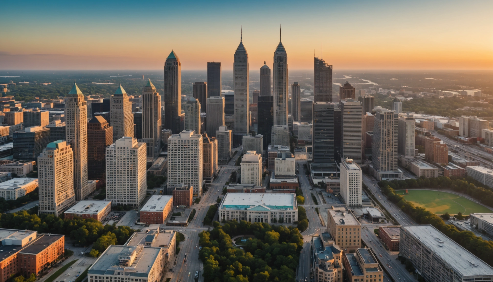 Aerial view of Atlanta downtown skyline