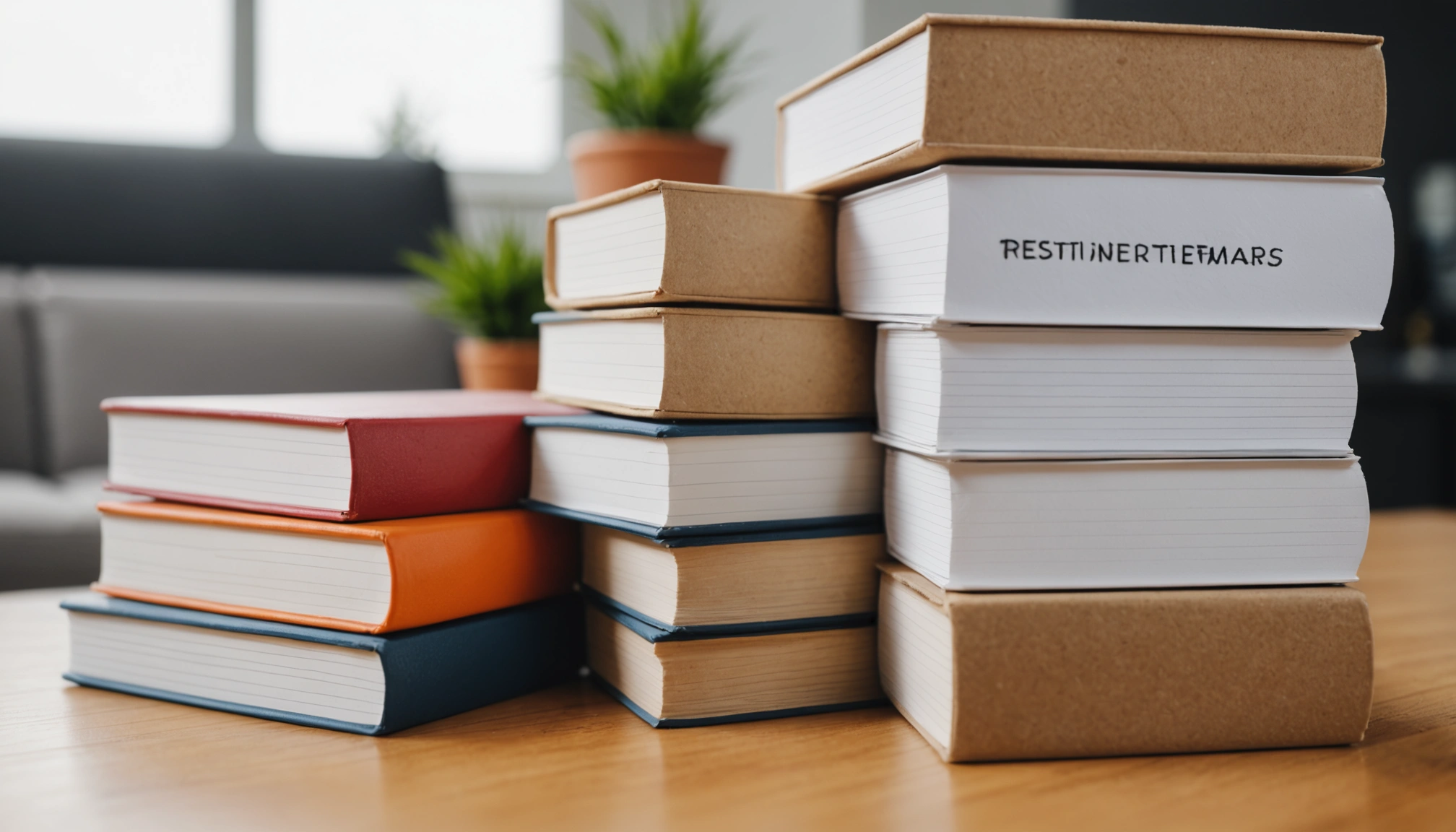 Close-up view of a stack of customer testimonials displayed artistically