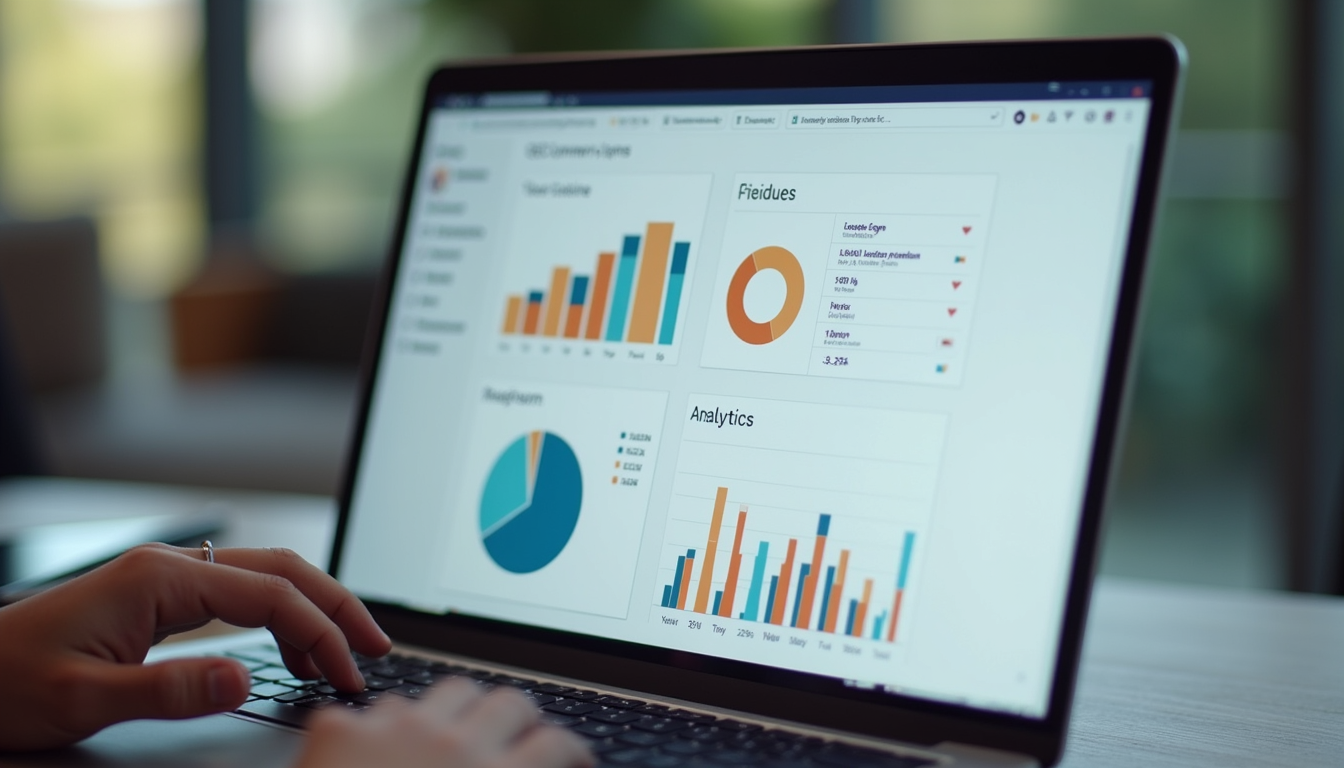 Close-up view of a laptop screen showing local SEO analytics dashboard