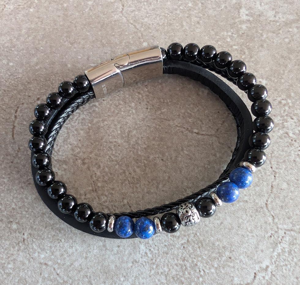Thumbnail: Mens 4 Row Super Fibre Stone Bracelets