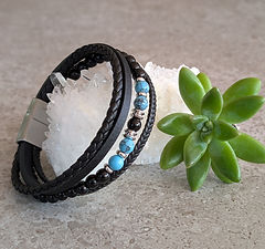 Mens Turquoise & obsidian bracelet.jpg