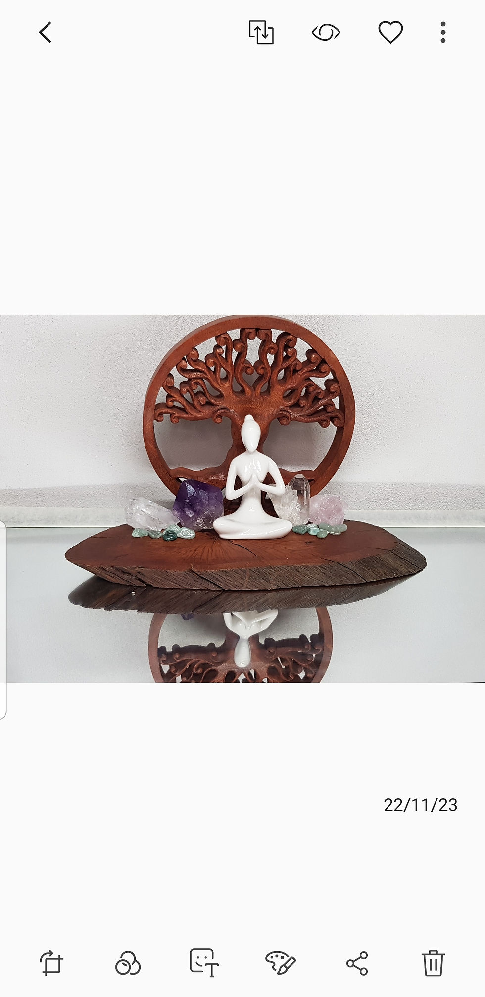 Wooden Yoga & Crystal Display Piece