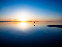 Couple on sandbar at Antelope Island