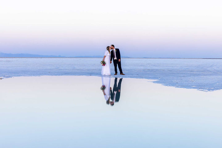 Spring Bride and Groom Session at the Bonneville Salt Flats