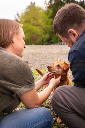 owners and their dog named maui at tolmie state park