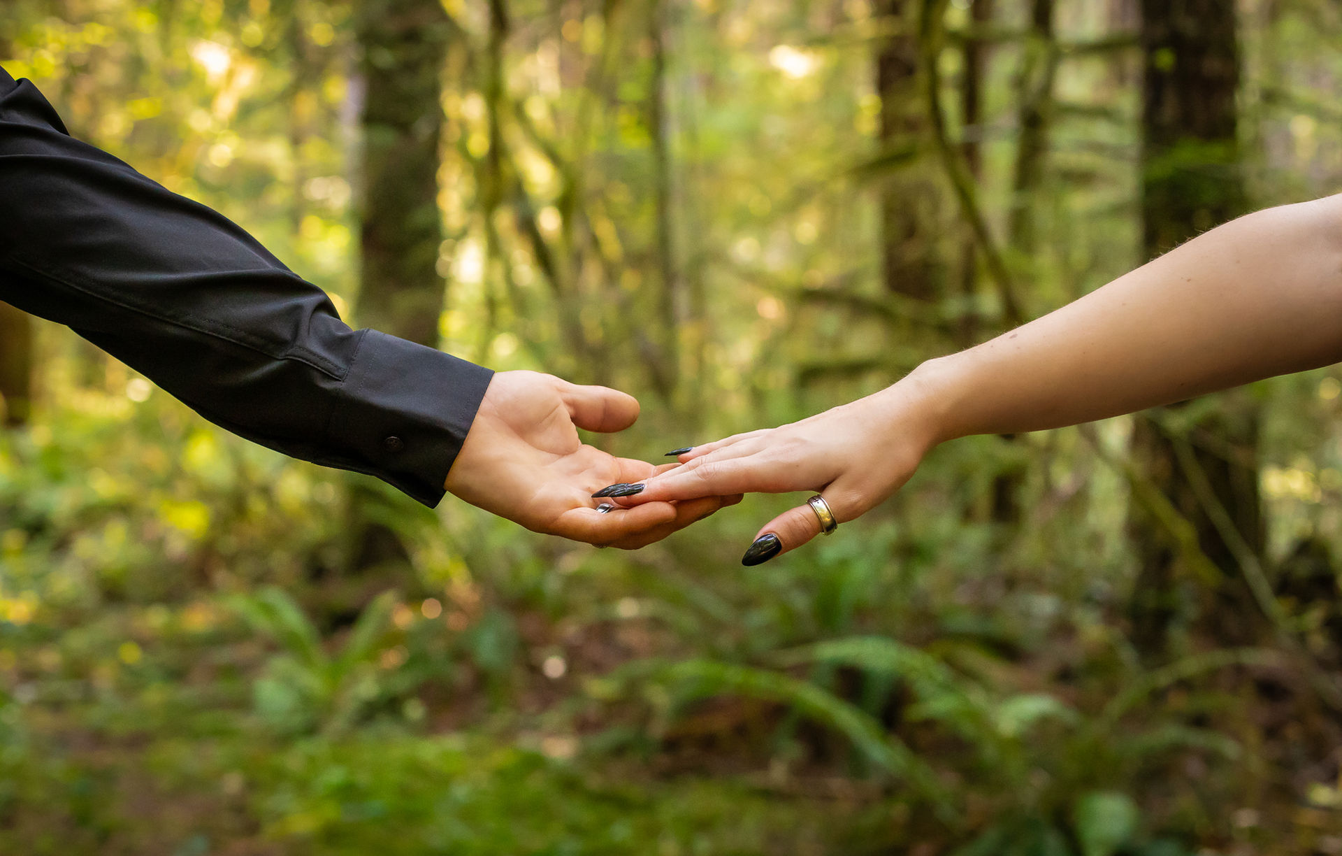 Hands touching in port angeles wedding