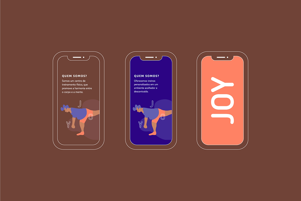 Identidade Visual e ilustraçoes desenvolvida pela Abio Design Estúdio para academia Joy