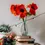 Thumbnail: Finished red felt poppies in a glass jar standing on some books