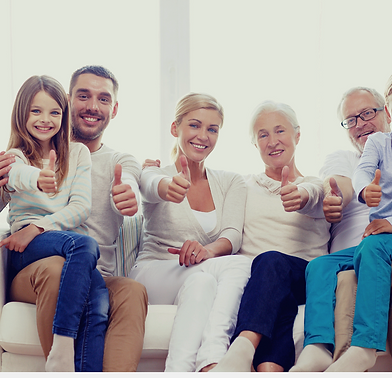 family giving thumbs up