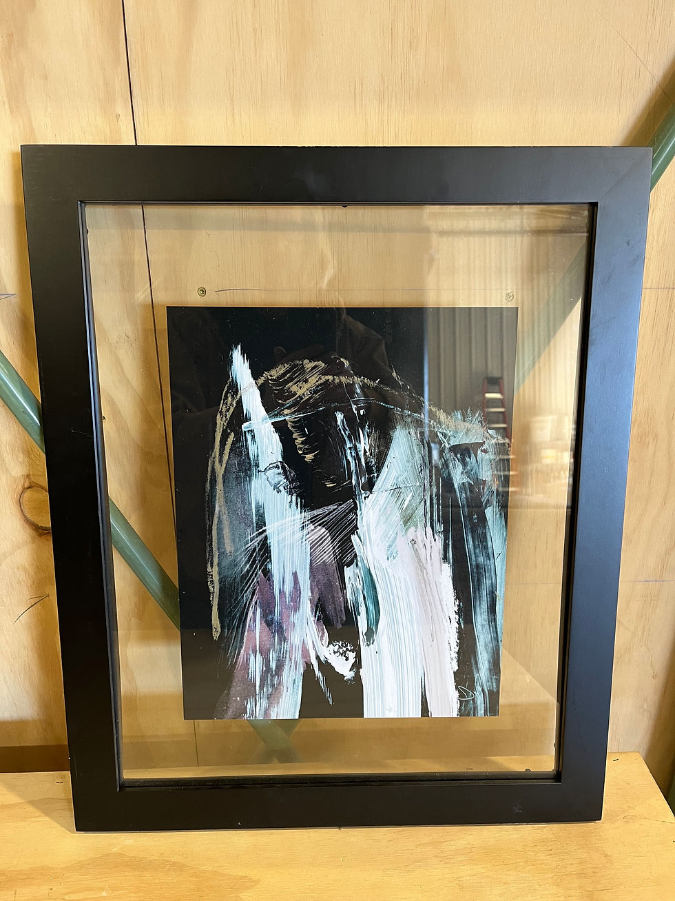 black framed abstract pieces