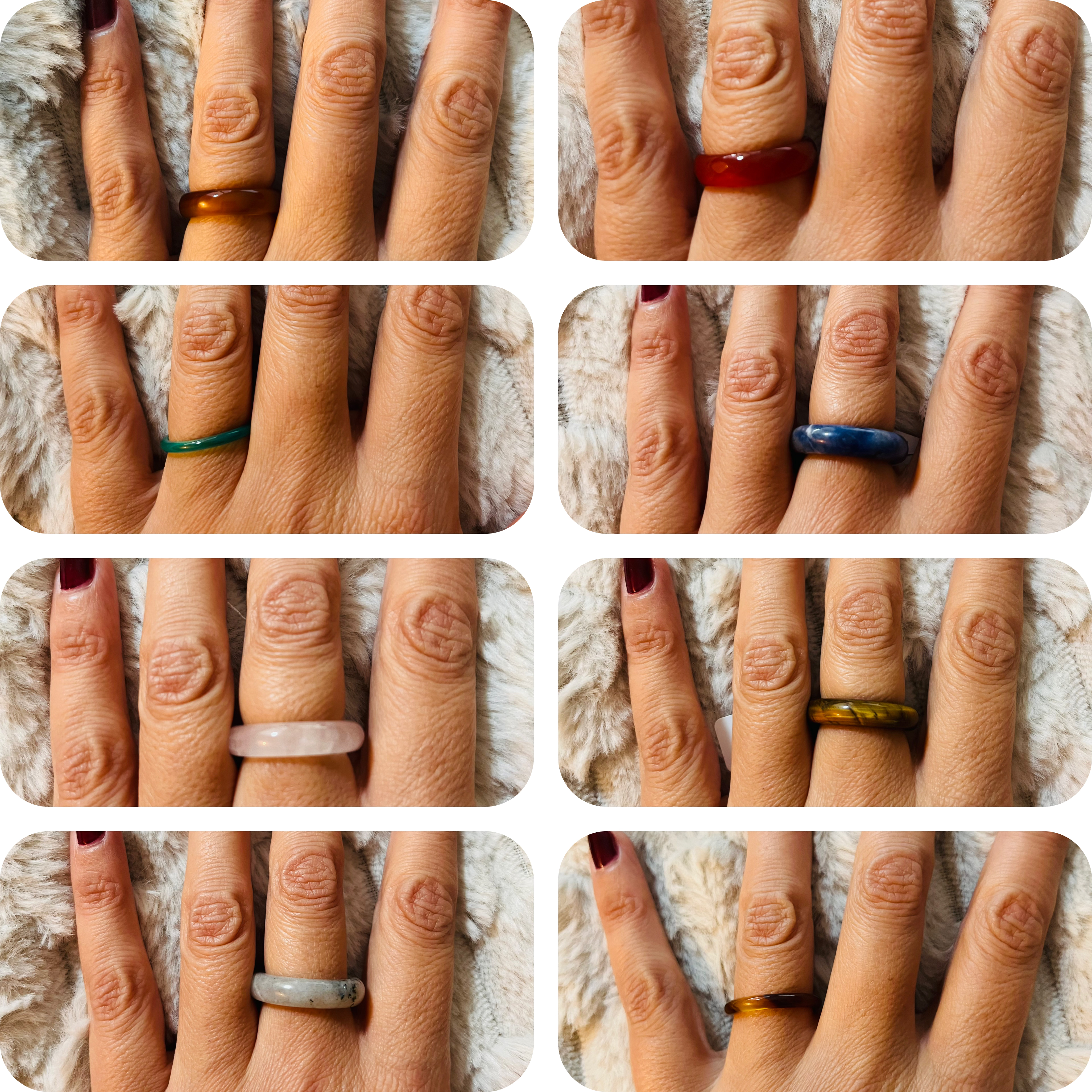 Bagues style alliance en pierres semi précieuses