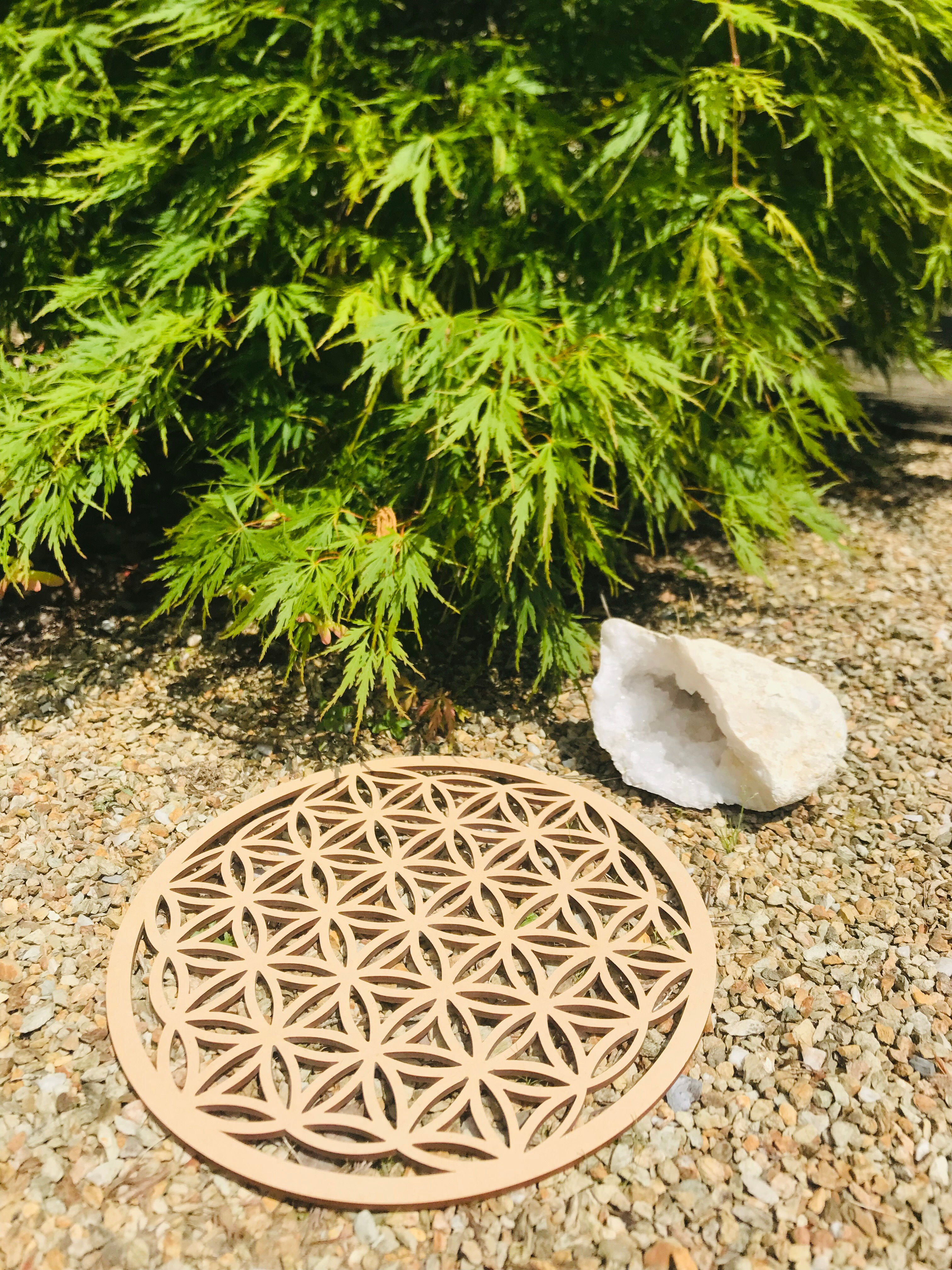 Plaque bois fleur de vie 30cm