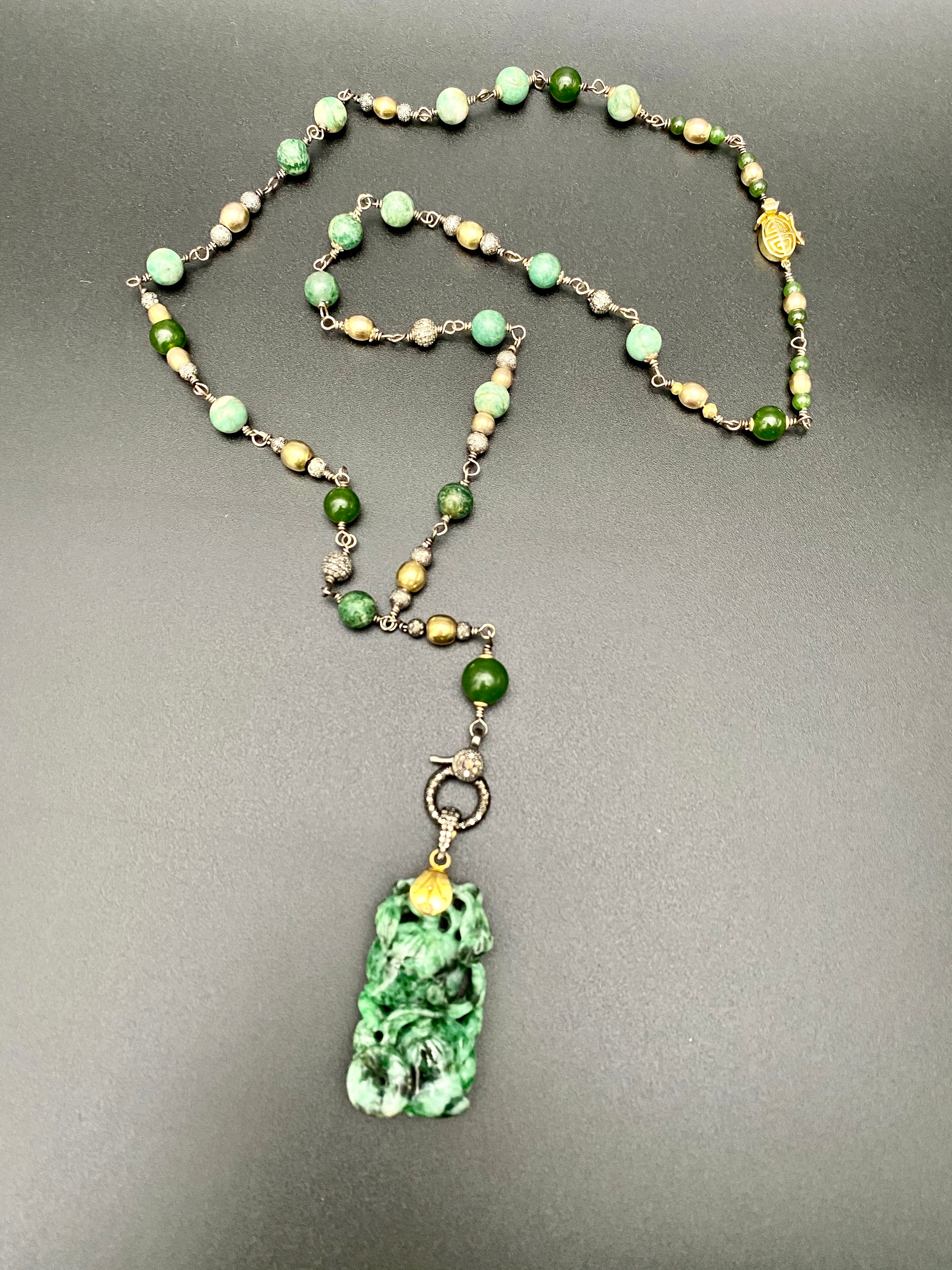" Blessing Life " vintage Jade necklace