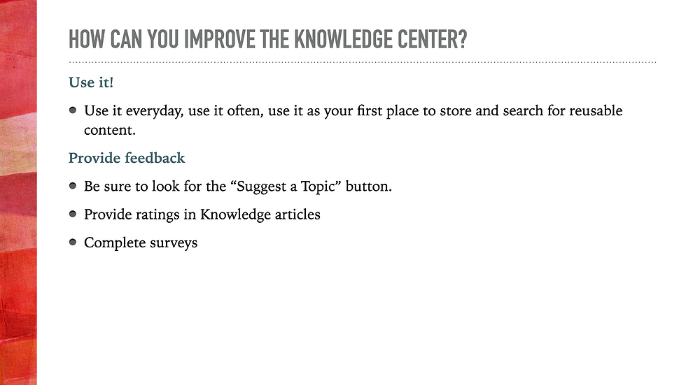 Introduction to Knowledge Center (slides)