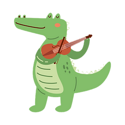 animated crocodile playing a violin