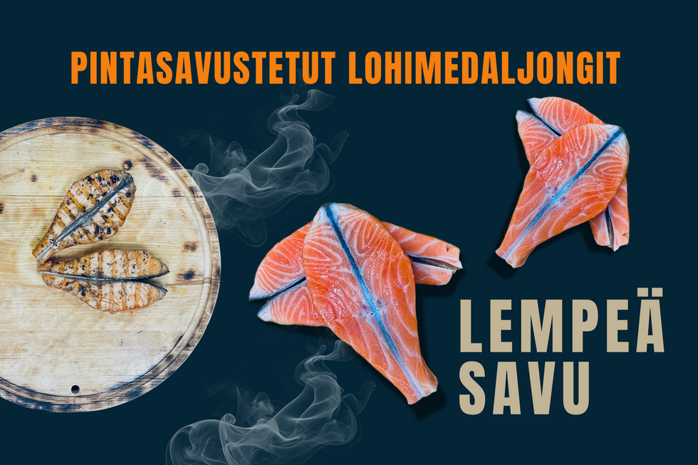 Salpauselän kalan savumestarisarjan pintasavustetut lohimedaljongit grillattaksi