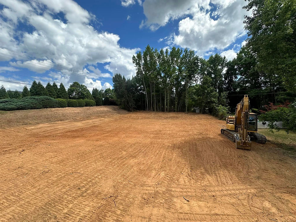 Excavator on a cleared and graded property prepared for development