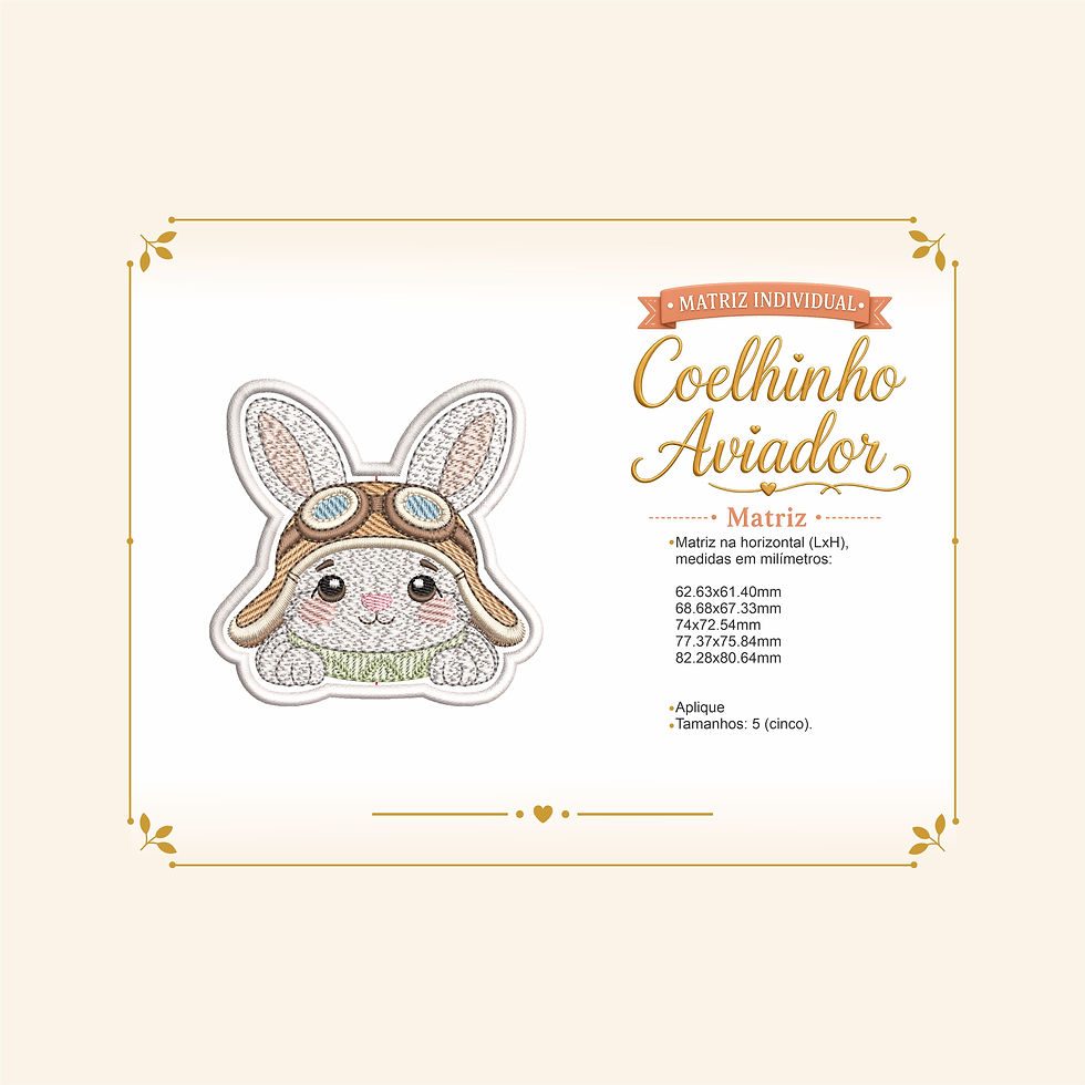 matriz de bordado aplique coelhinho