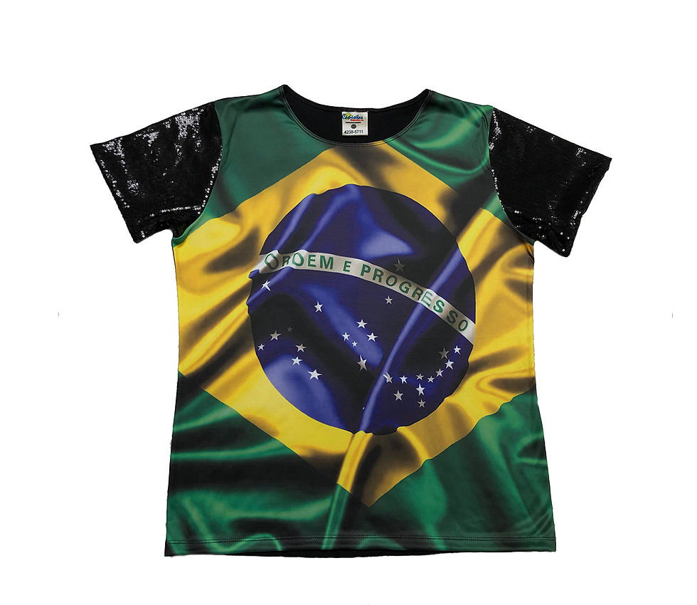 Camiseta do Brasil - manga paetê preto