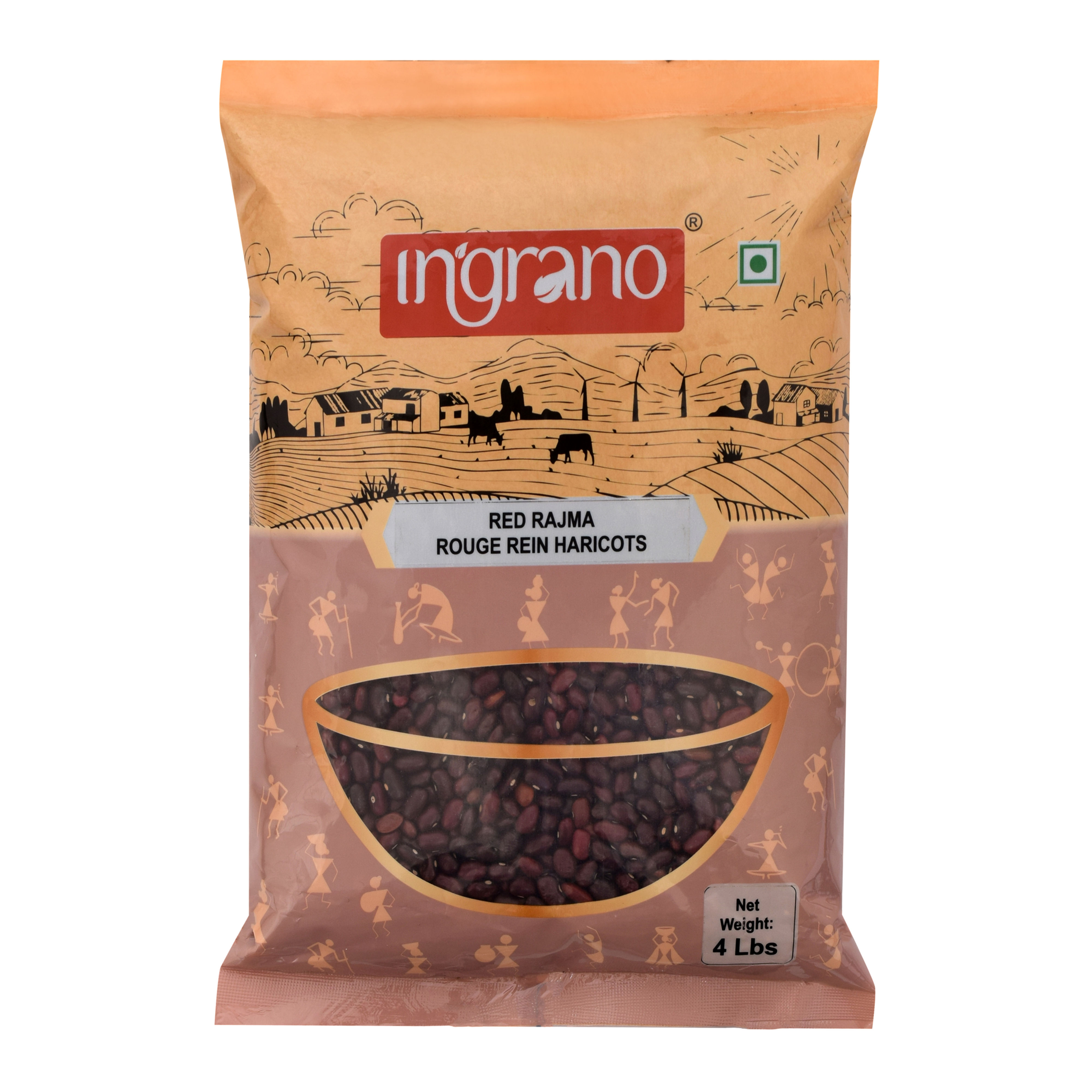 Ingrano Red Rajma – Front View of Packaging showcasing the Rajma and the Ingrano Brand