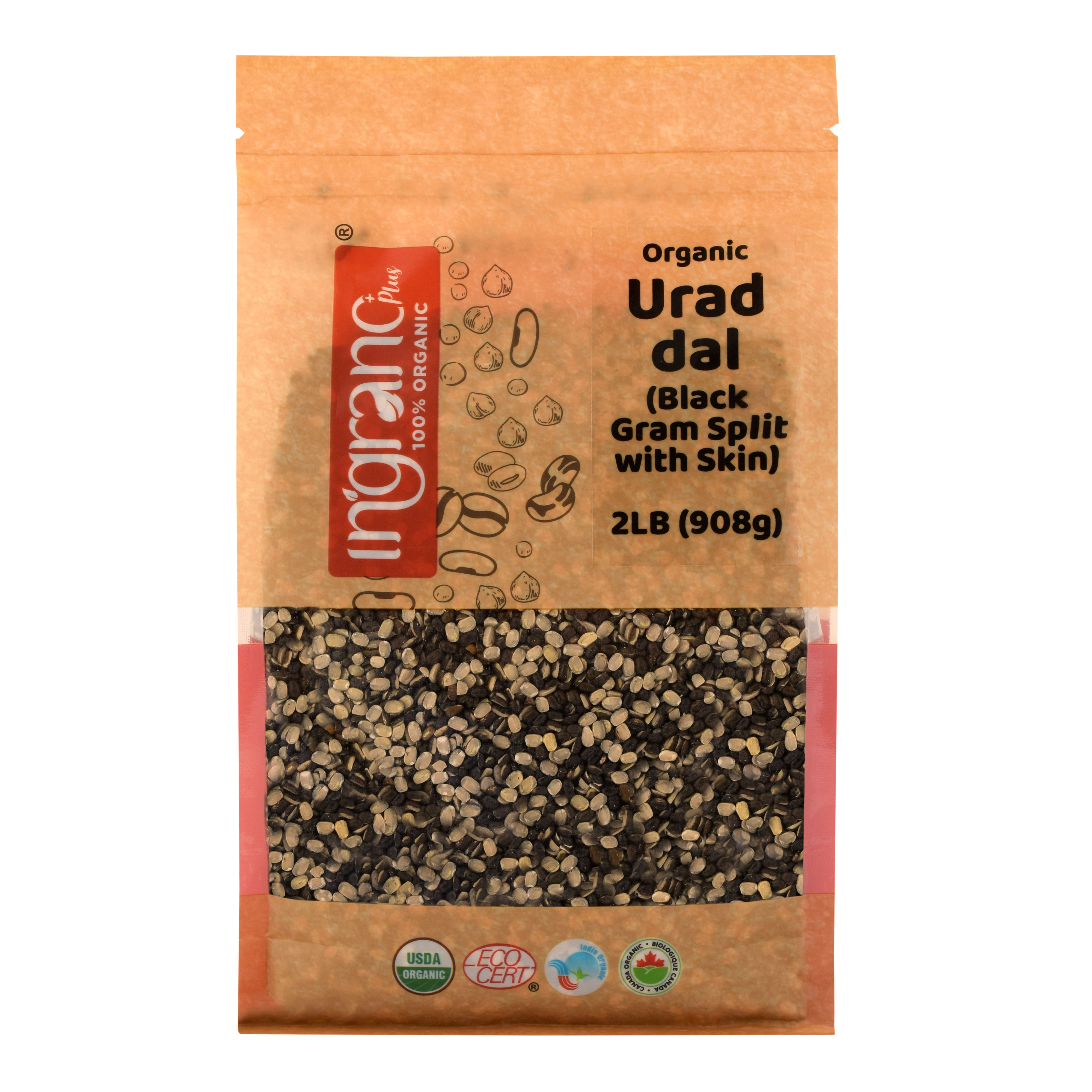 Ingrano Urad Dal Chilka – Front View Highlighting Packaging Design and Urad Dal