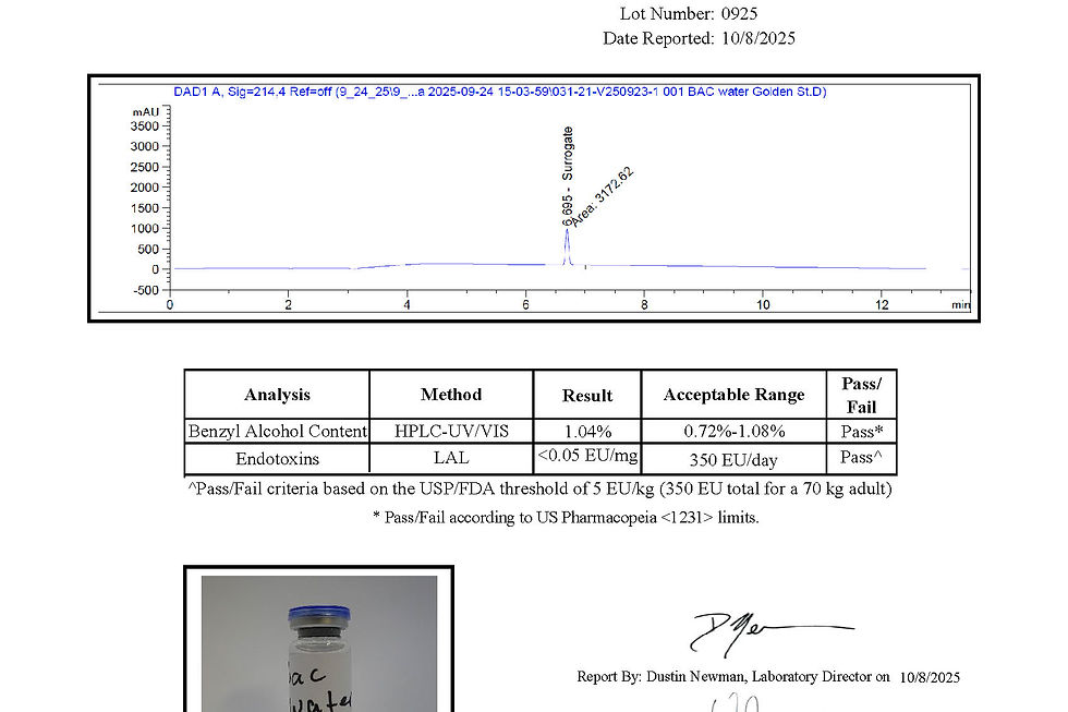 Golden State BIO bacteriostatic water for peptide reconstitution