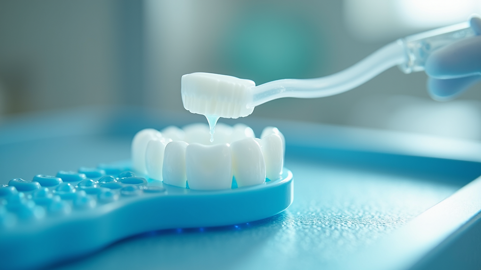 Close-up view of a dental tray with whitening gel