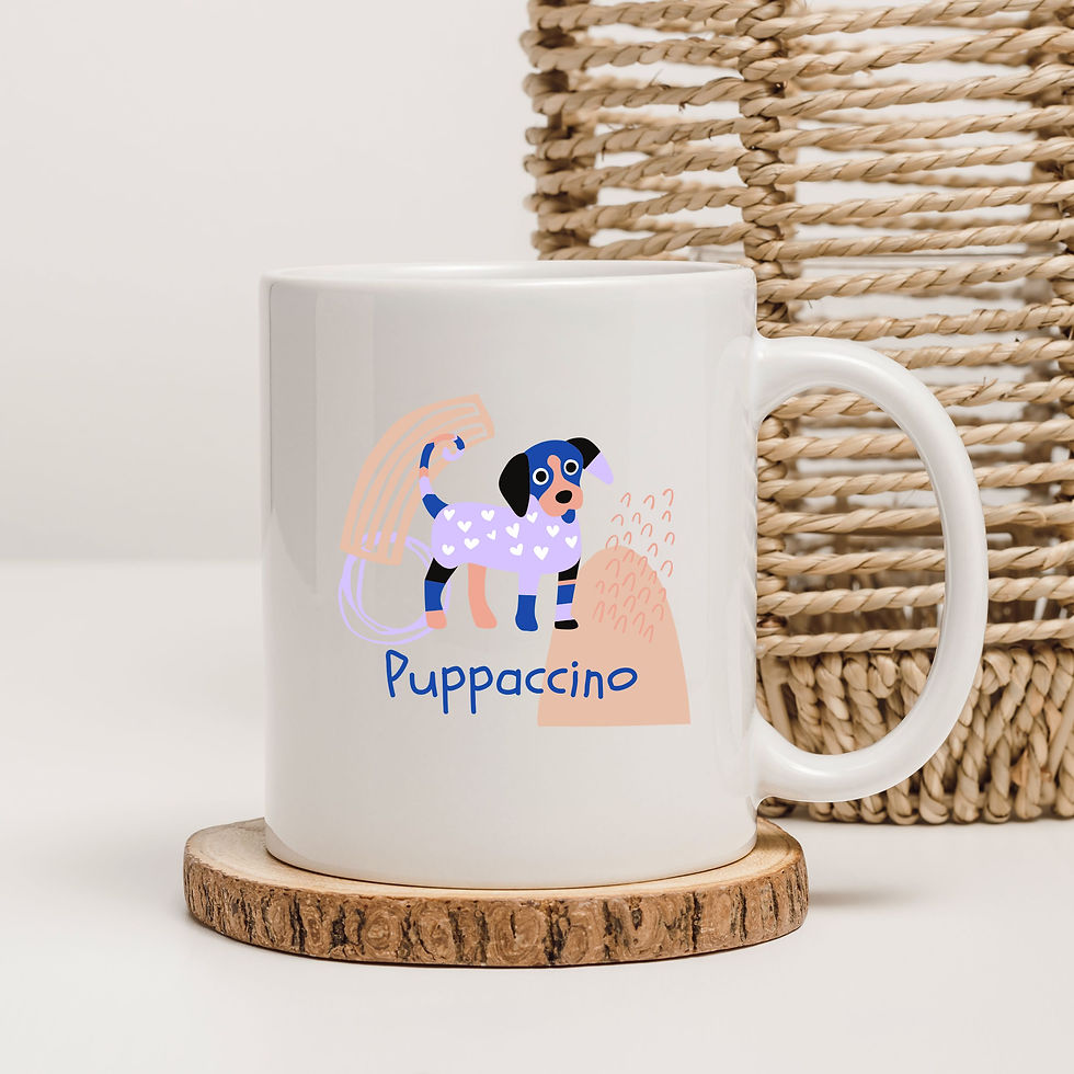 Thumbnail: "Puppachino" Cute Abstract Mug for Dog Lovers