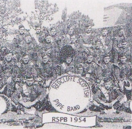 Photo from 1954, With only 3 out of 17 members being Scottish, the band showcases a rich tapestry of cultural diversity while remaining a steadfast symbol of Scottish heritage in the region.
