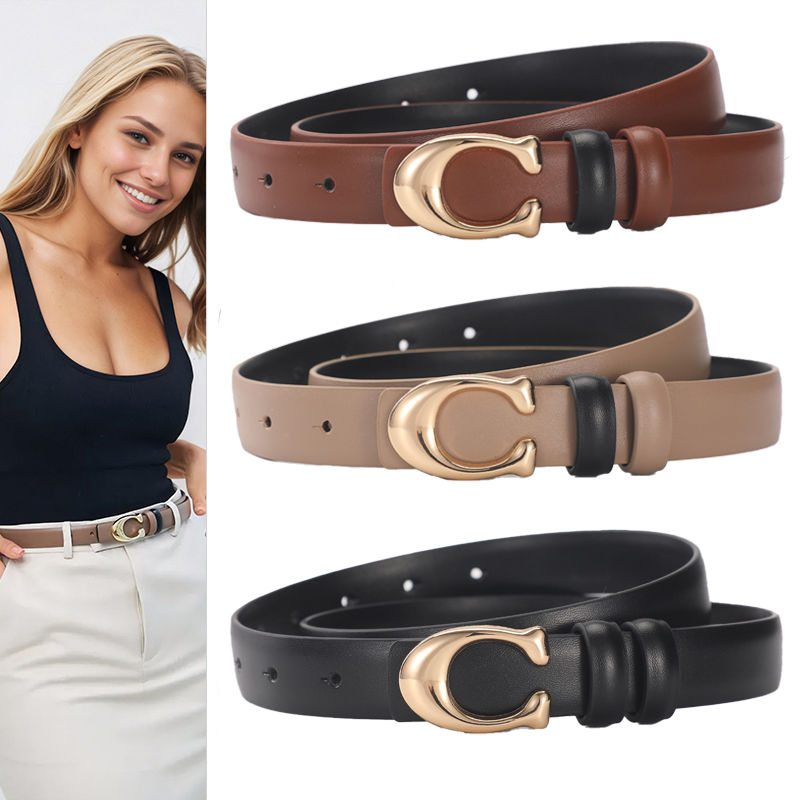 Cinto Feminino Fashion de Alta Qualidade com Fivela em Formato de C