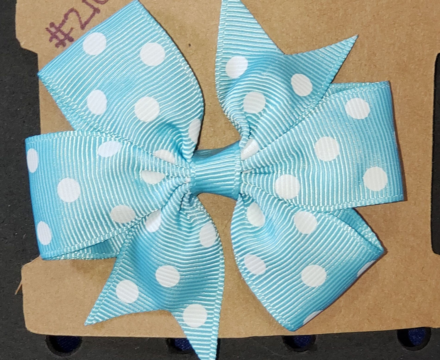Lt Blue Polka Dot Bow with Clip