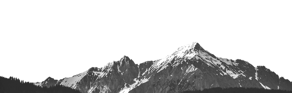 Black and white photo of snow capped mountains