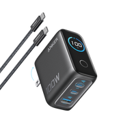 Anker 100W three-port GaN charger with smart display and USB-C cable