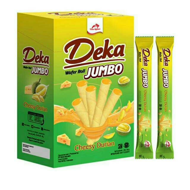DEKA JUMBO WAFER ROLL CHEESY DURIAN 20x14G HALAL