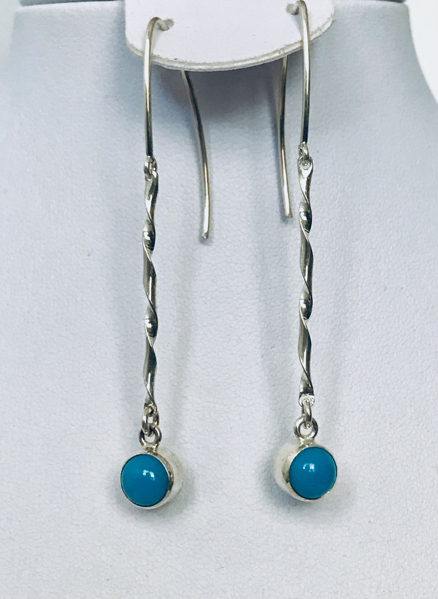 Turquoise Cabochon Twisted Earrings