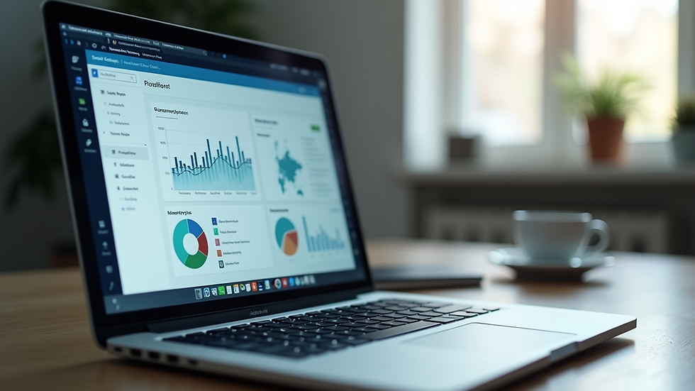 Close-up view of a laptop screen showing AI analytics dashboard