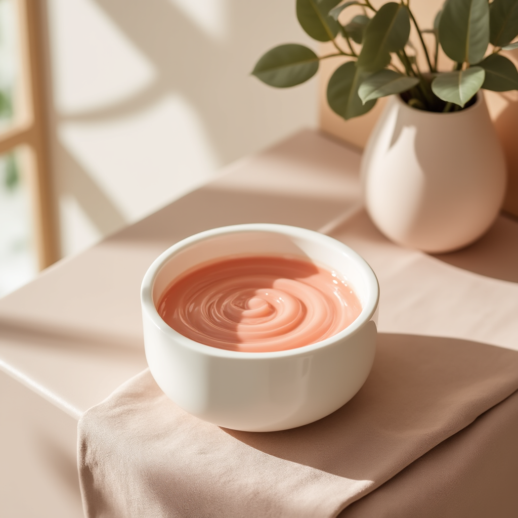 Ceramiczna miseczka z kremową maską zabiegową – symbol naturalnej pielęgnacji i harmonii w Skin Atelier by Julia