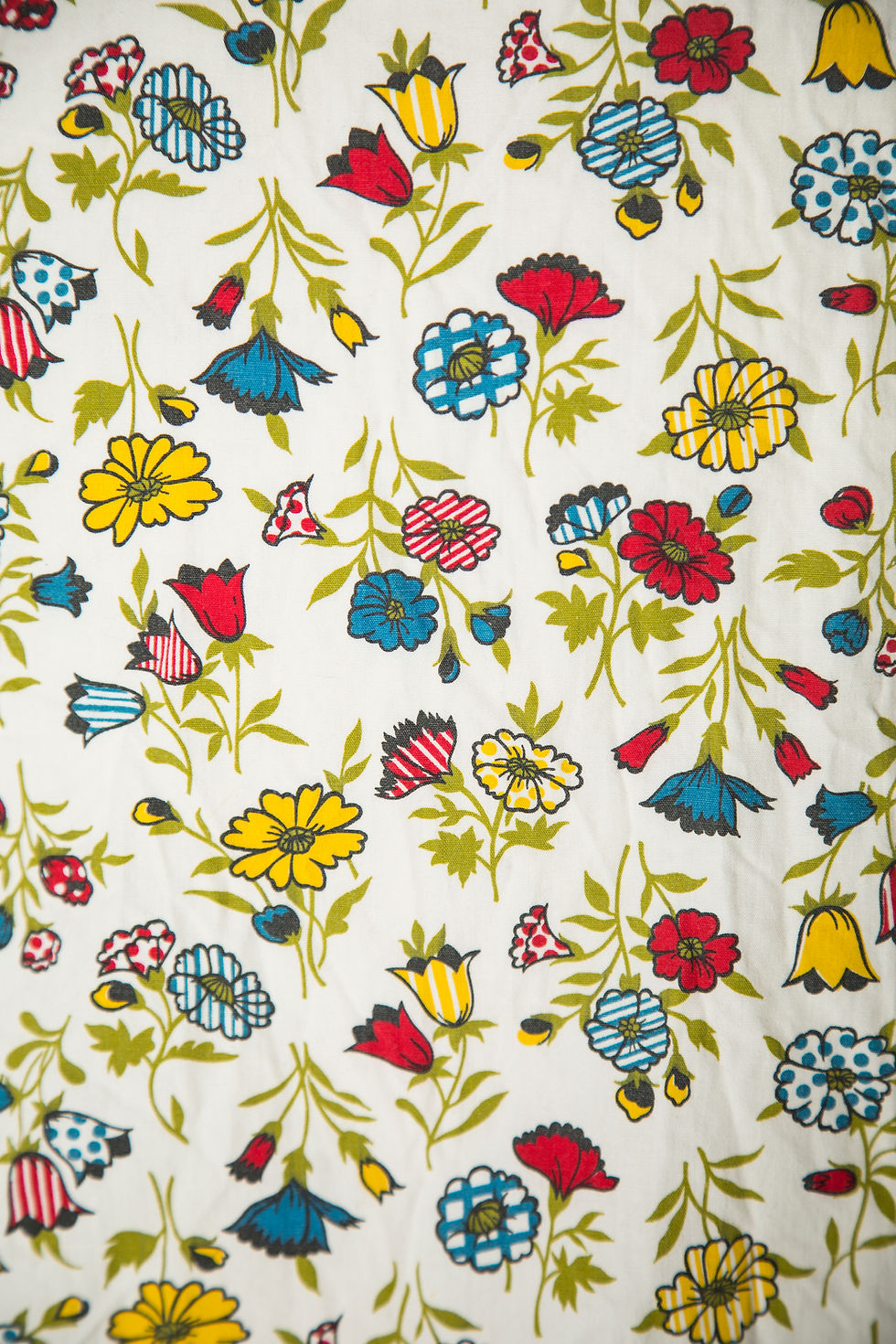 Thumbnail: 1960s Red White Blue Yellow Floral Print Button Up by Hyanni Sport - 1x,2x (18w)