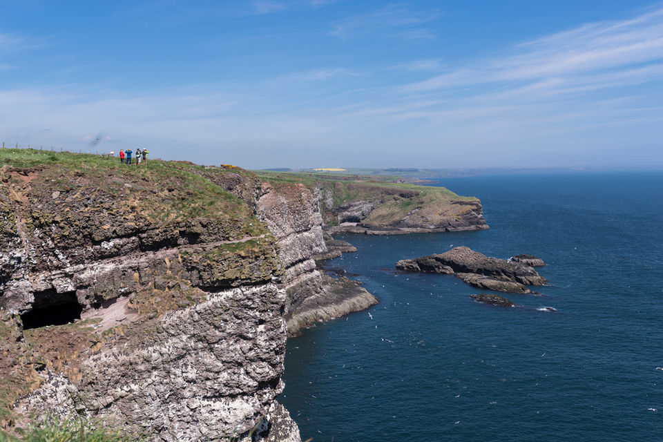 View of Fowlsheugh bird reserve in Aberdeenshire a short drive from Mid Coullie cottage at Coullie Stays