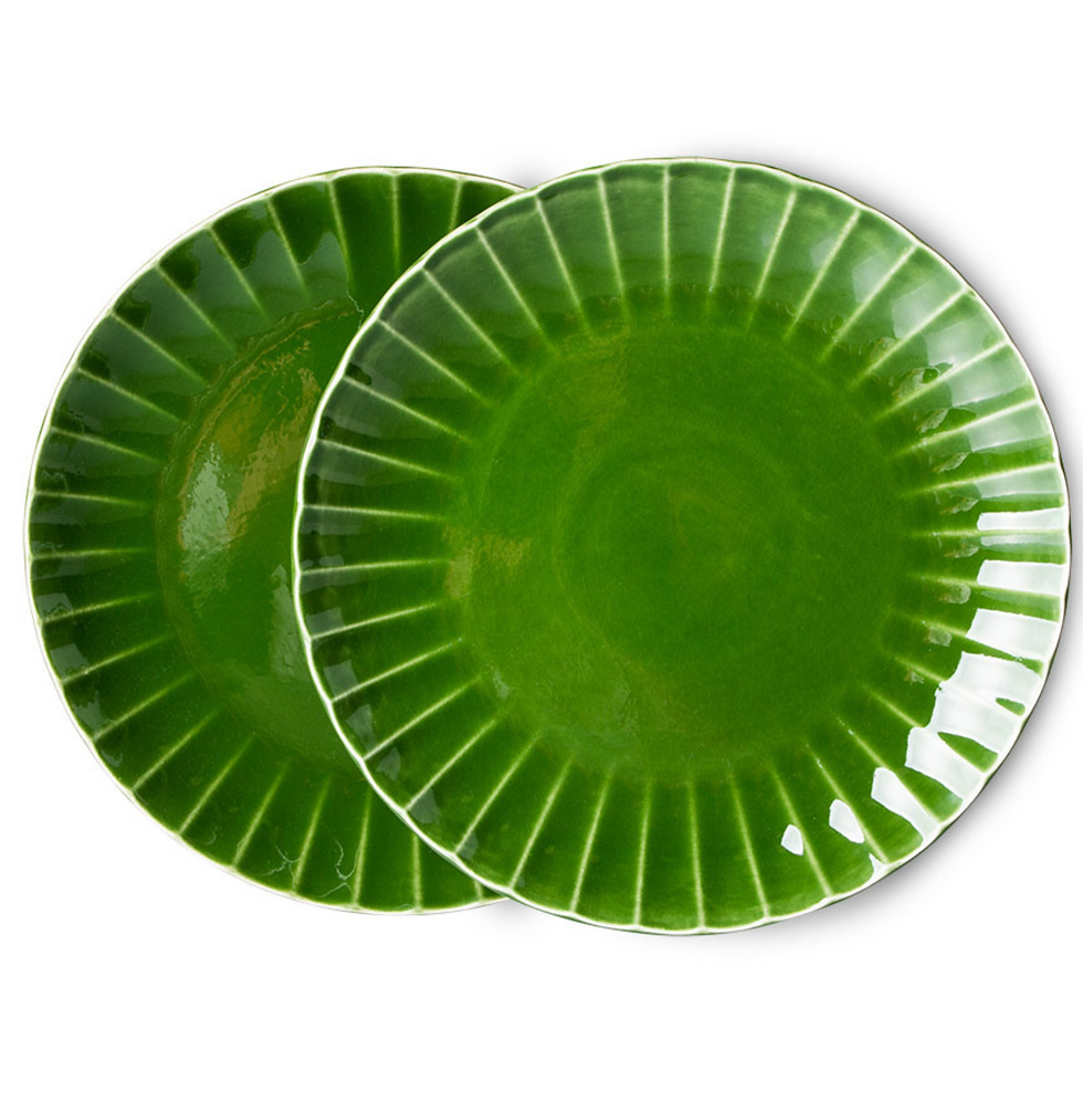 Thumbnail: HKliving The Emeralds Ceramic Dinner Plate Ribbed Green