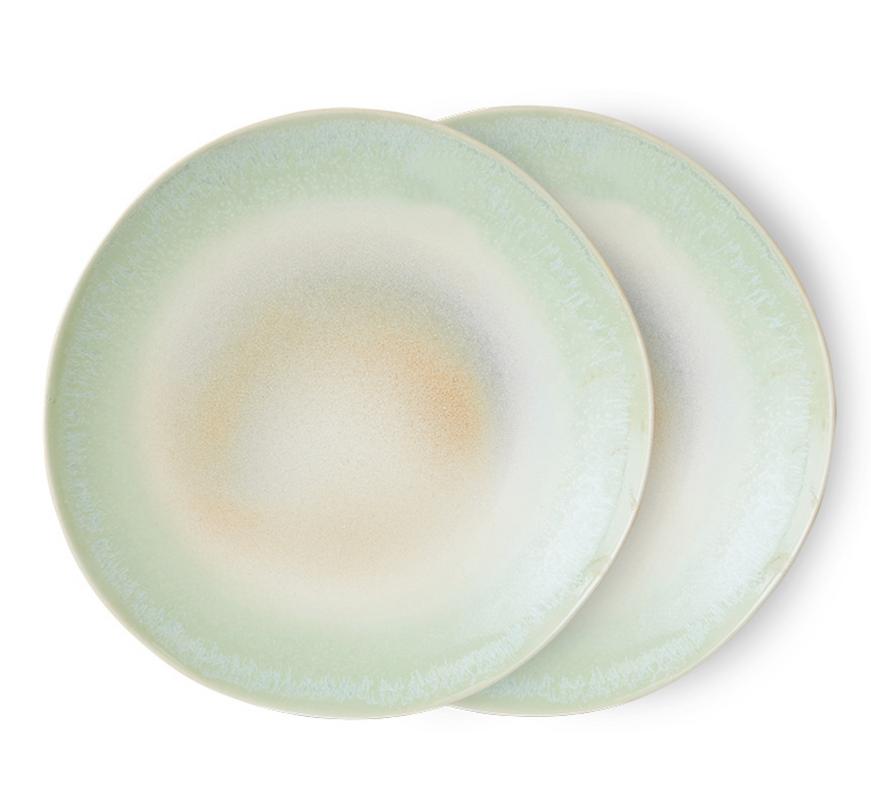 Hk living 70s ceramics: dinner plates palms, Per stuk KST0062