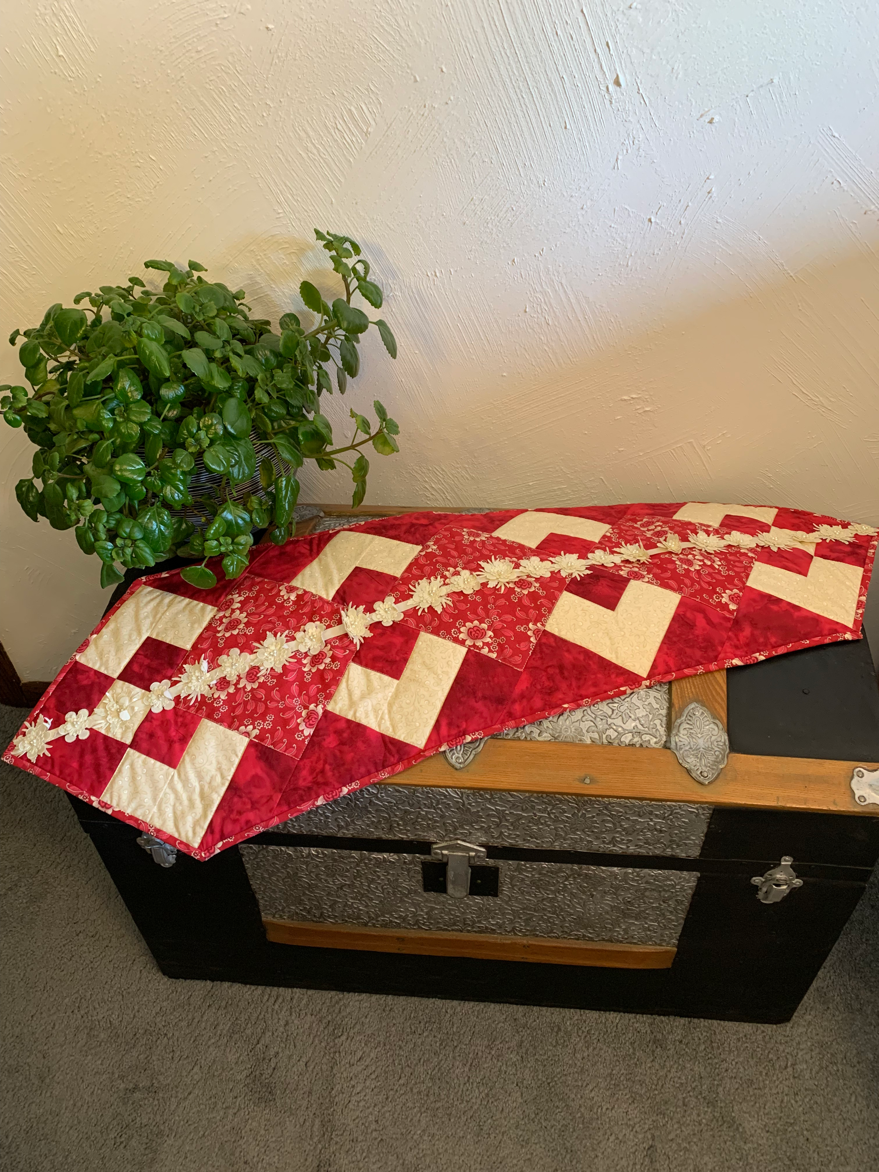 Hearts Aglow Quilted Table Runner