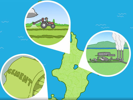 Images shows a map of New Zealand, with three carbon dioxide removal technologies dotted around the country.
