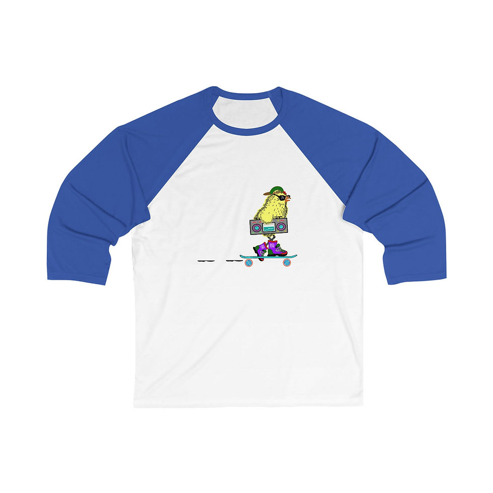 Thumbnail: Sneaky Chicken Boombox Unisex 3\4 Sleeve Baseball Tee