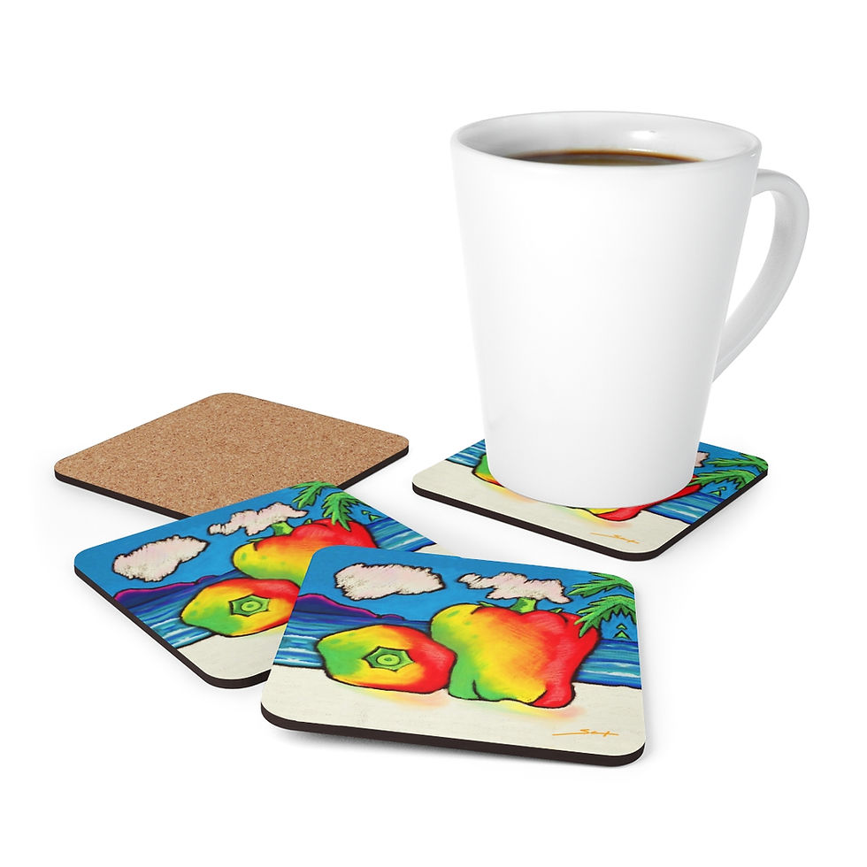 Thumbnail: Rasta Peppers Corkwood Coaster Set