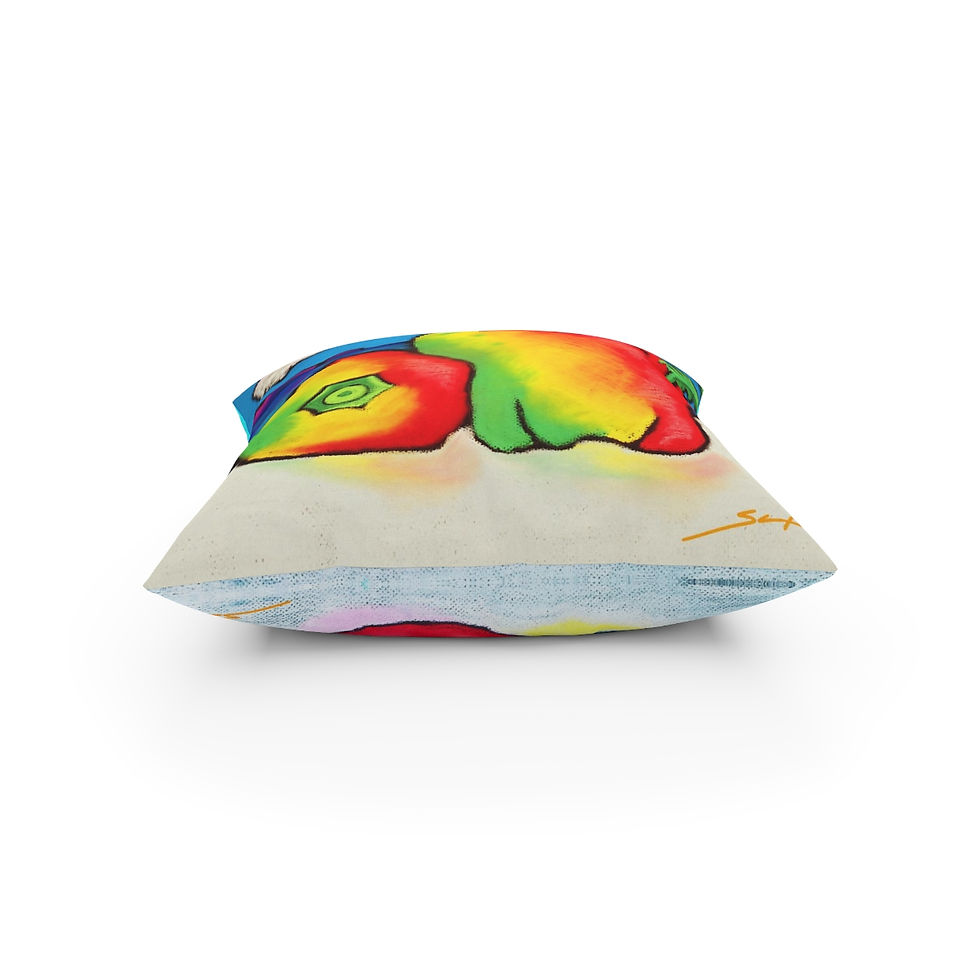 Thumbnail: Rasta Peppers & Tomato / Grapefruit Broadcloth Pillow