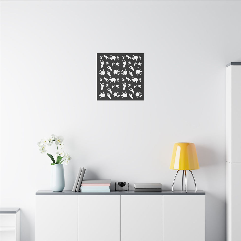 Thumbnail: Hands & Feet White on Black Canvas Print