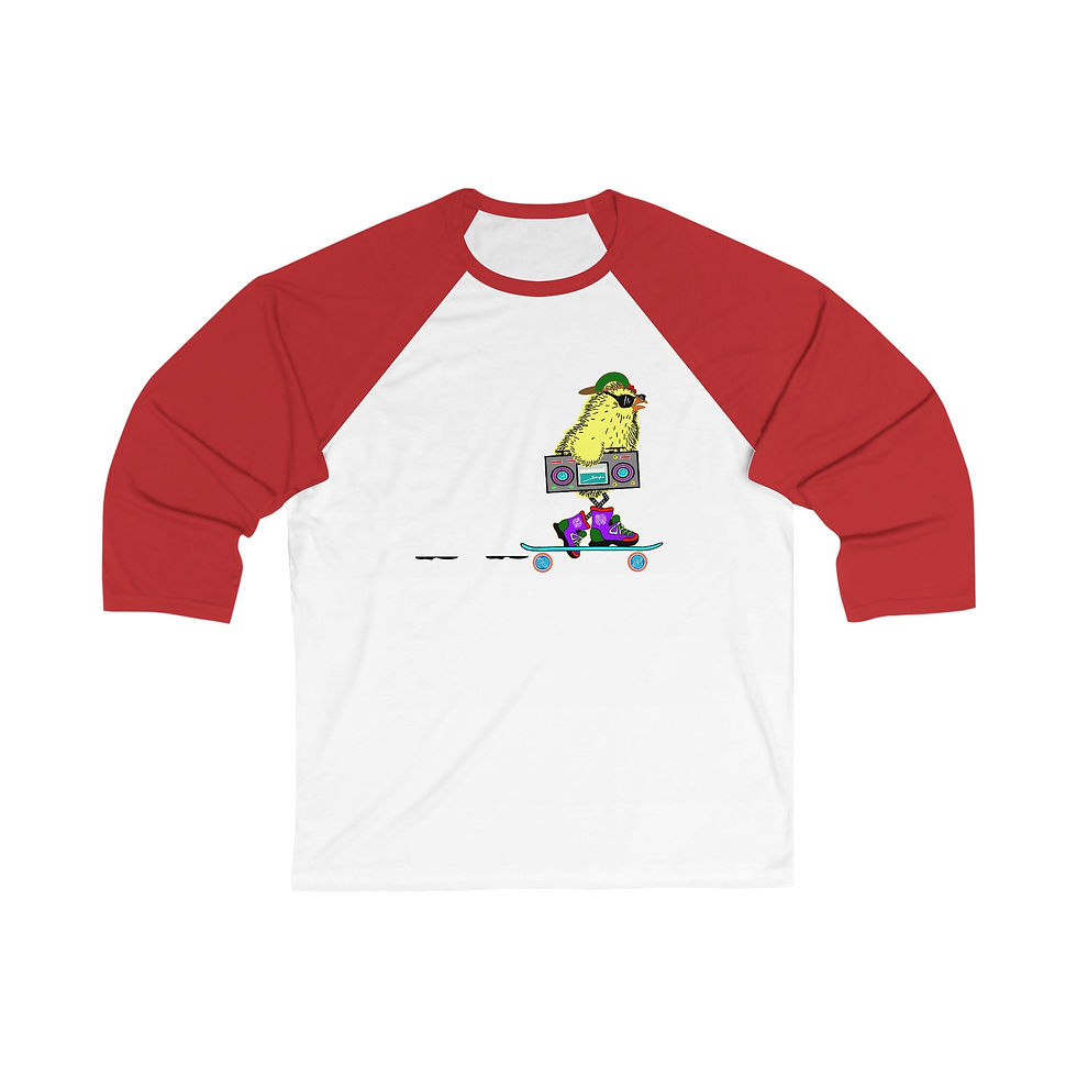 Thumbnail: Sneaky Chicken Boombox Unisex 3\4 Sleeve Baseball Tee