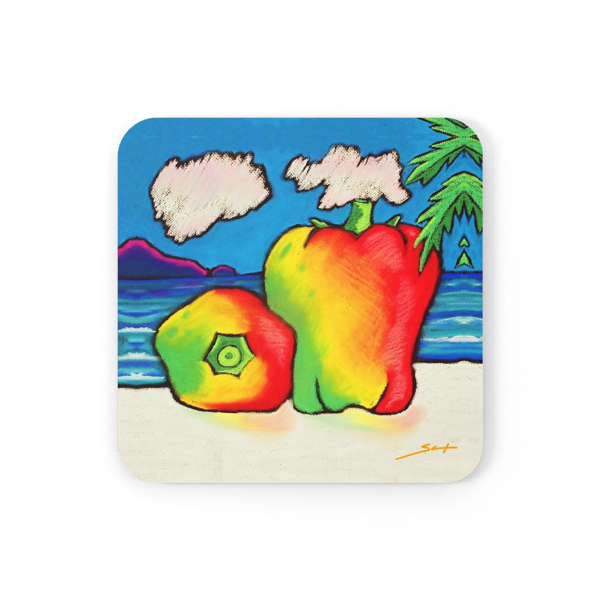 Rasta Peppers Corkwood Coaster Set