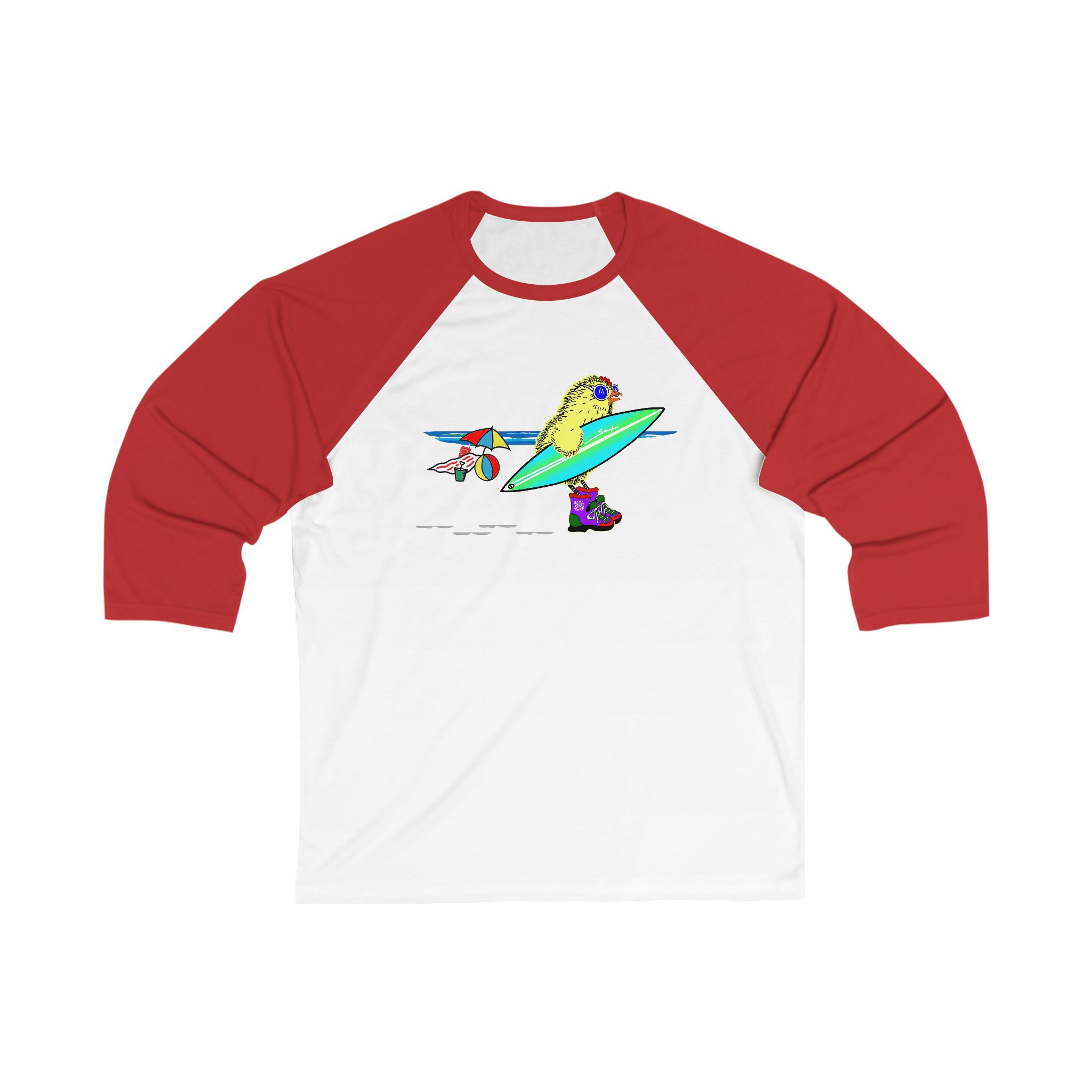 Sneaky Chicken Beach Unisex 3\4 Sleeve Baseball Tee